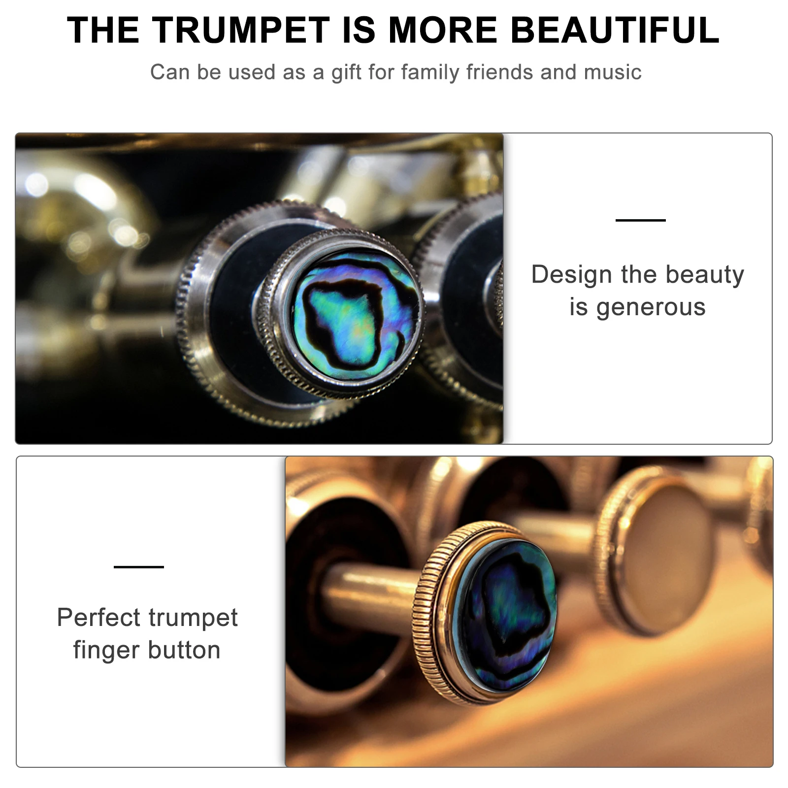 

3pcs Abalone Finger Button For Trumpet Colorful Musical Instrument Accessories Durable Finger Button Replacement Part