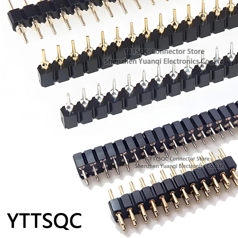 10Pcs 2.54mm Hole Female Header Round Pin Heade Straight Single/Double Row Optional 1x40P 2x40P PH3mm Single Row Gold-plated
