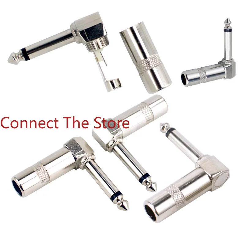 3PCS 6.35MM Welded Male 90-degree Three-core   Stereo Microphone  Plug 6.35 Single Sound