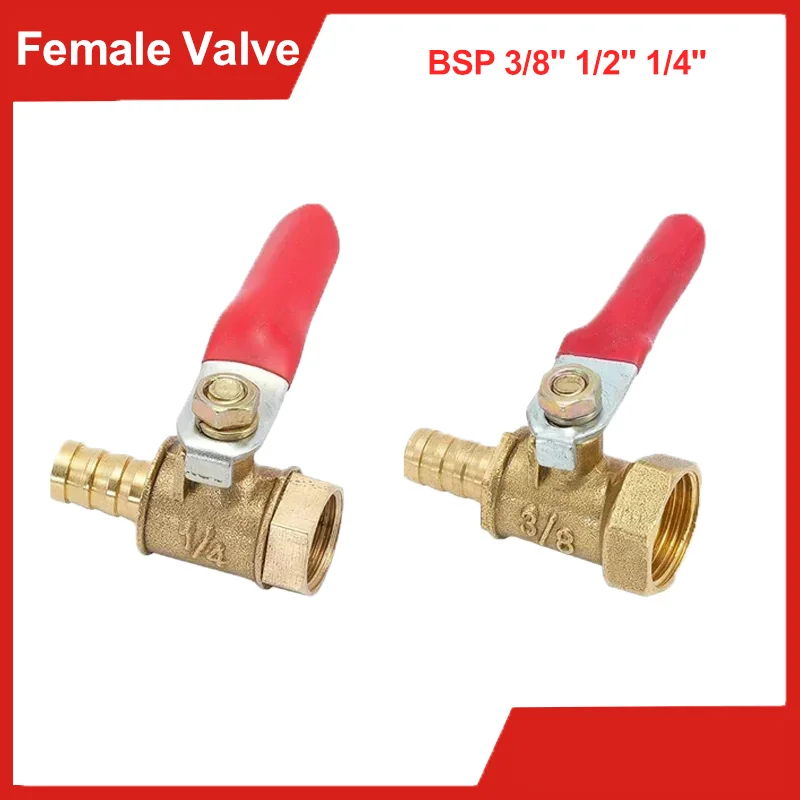 

10Pcs Ball Valve 6 8 10 12mm Hose Barb 1/8'' 1/2'' 1/4'' Female Thread Connector Joint Copper Pipe Fitting Coupler Adapter