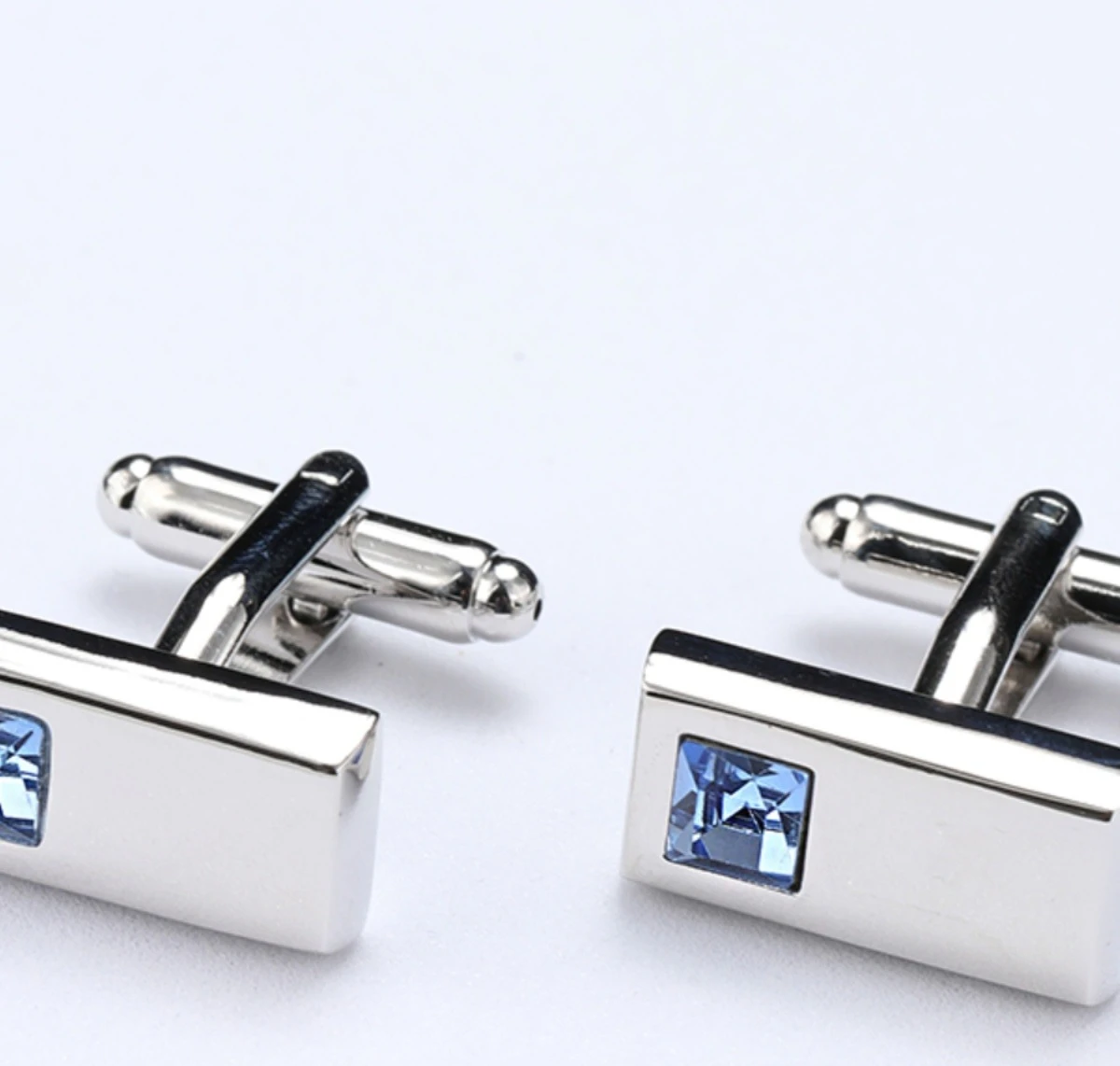 

Long Sky Blue Crystal Men's French Cufflinks Sleeve Staples Suit Shirt Buckles Cuff Staples