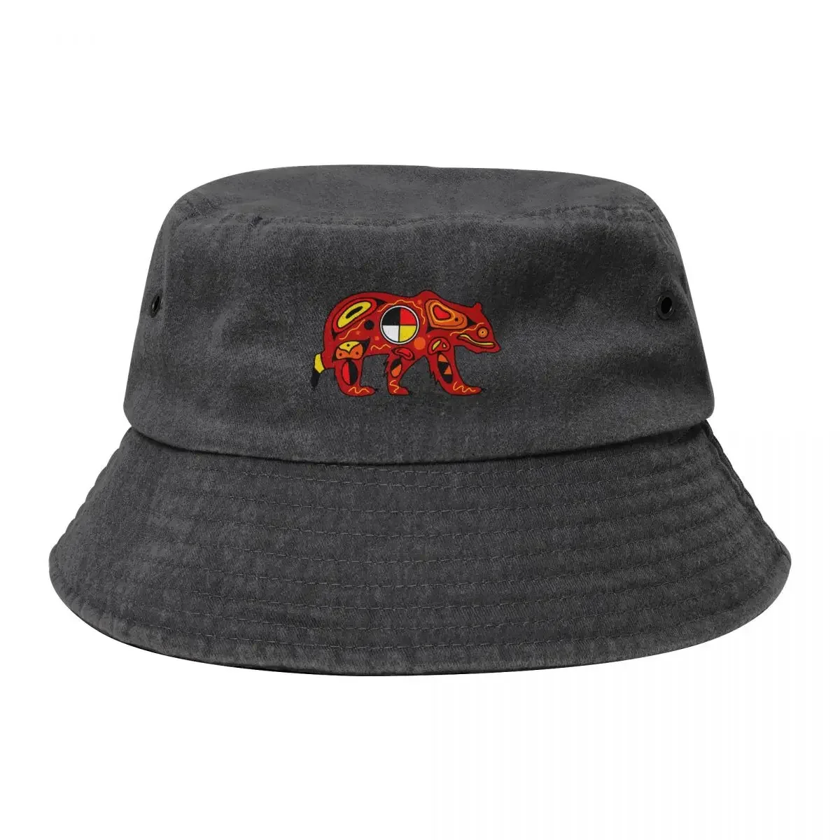 

Medicine Wheel Bear Bucket Hat Sun Cap Icon Snap Back Hat For Girls Men's