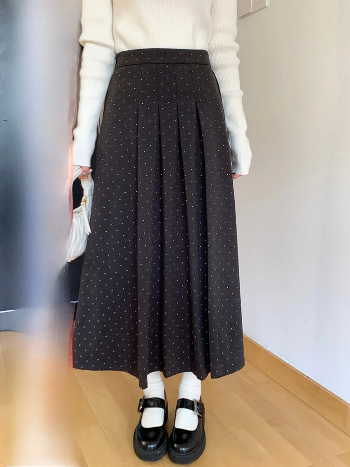 

Юбка Land Xiao Tuan Tuan с принтом, плиссированная, в горошек, с высокой талией, универсальная, в студенческом стиле, весенняя новинка