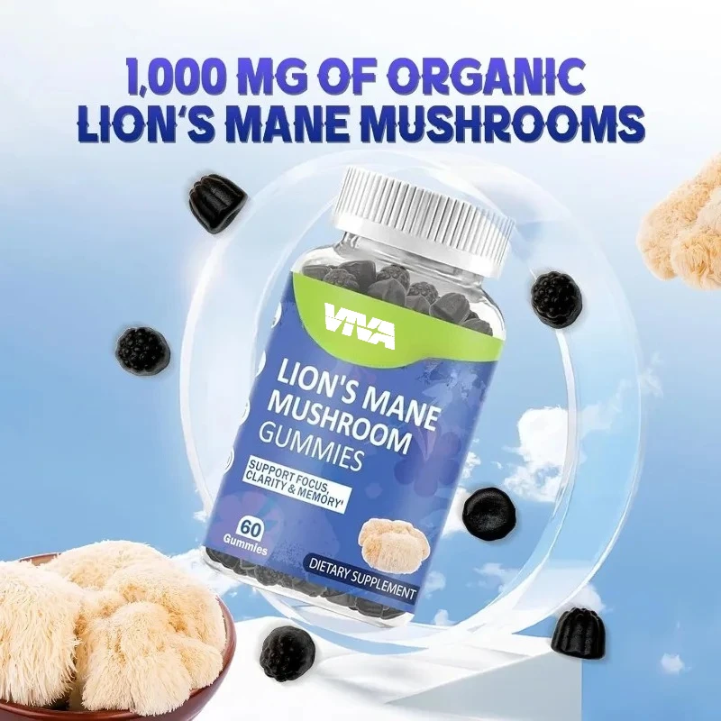 Lion Mane Mushroom Gummies, 1000mg, Vegan and Gummies, Gummies, Mixed Berry Flavor, 60 gummies view 3