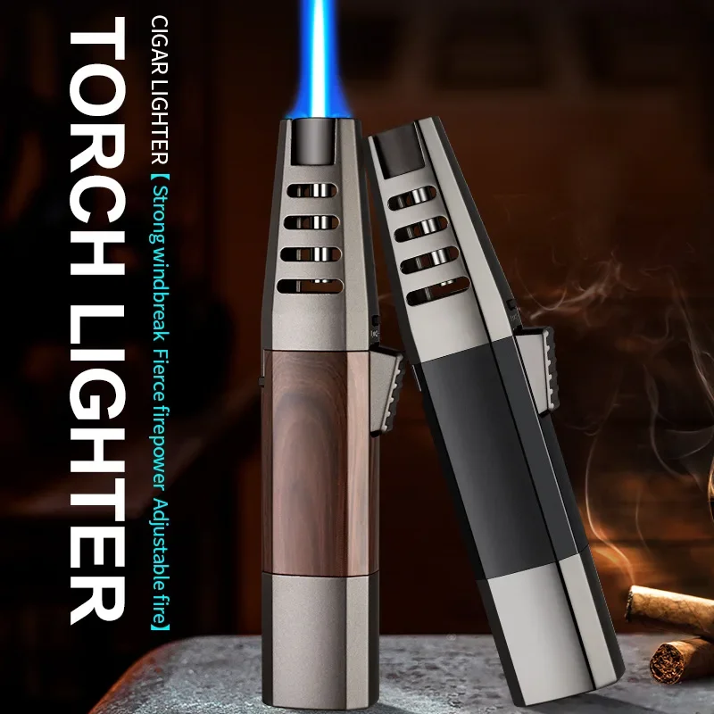 2025 Metal Windproof High Fire Turbine Gas Lighter Portable Outdoor Barbecue Camping Kitchen Fire Gun Men's Gift