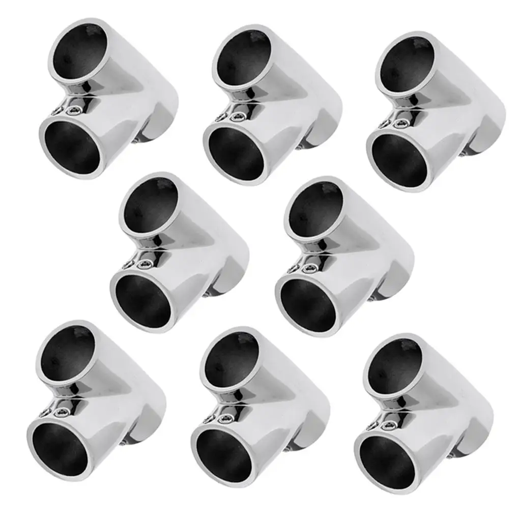 

8pcs Marine Stainless Steel Boat RV Hand Rail 60 Degree T Fitting 7/8" Tube