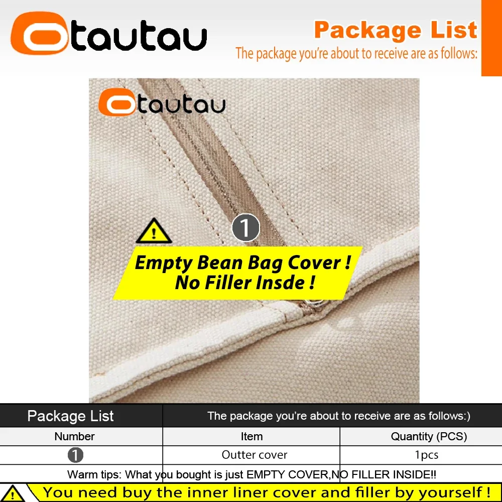 OTAUTAU Pure Cotton Bean Bag Cover DD173【No Filler Inside! You Need To Buy Filler By Yourself !】