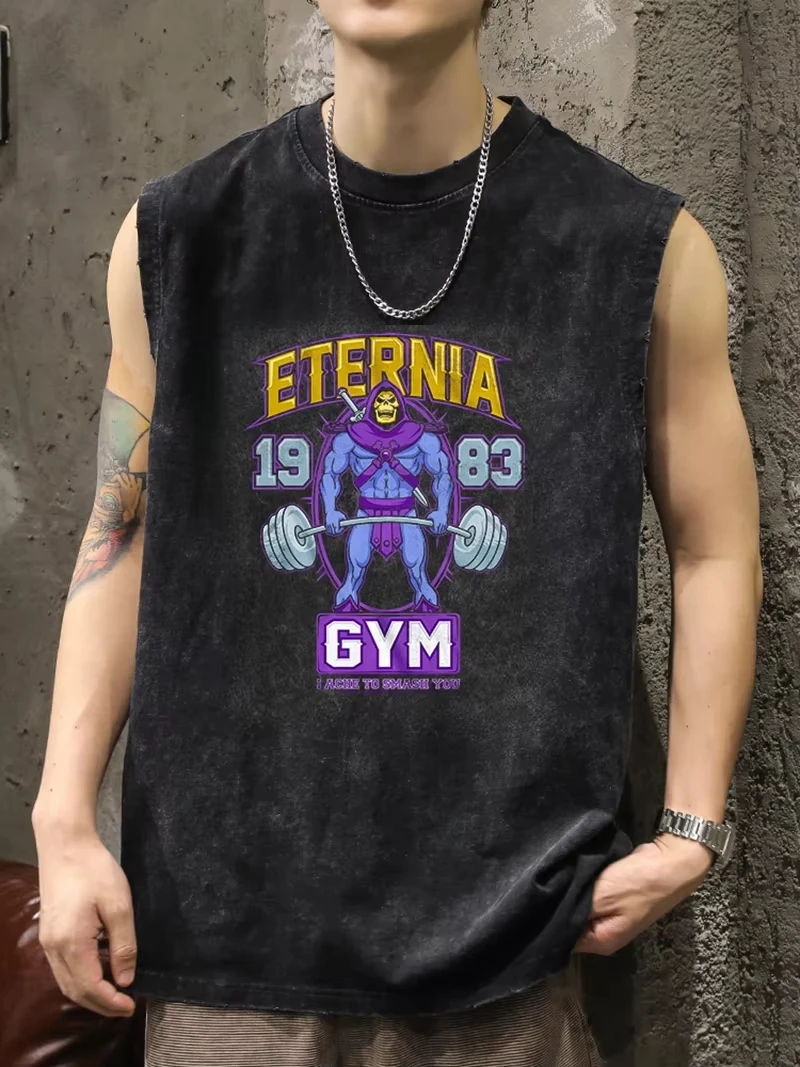 Algodón puro 1983 Sailor Master s cósmico viejo lavado batik mangas más muslo calidad hombres chaleco verano lavado camiseta sin mangas neutral