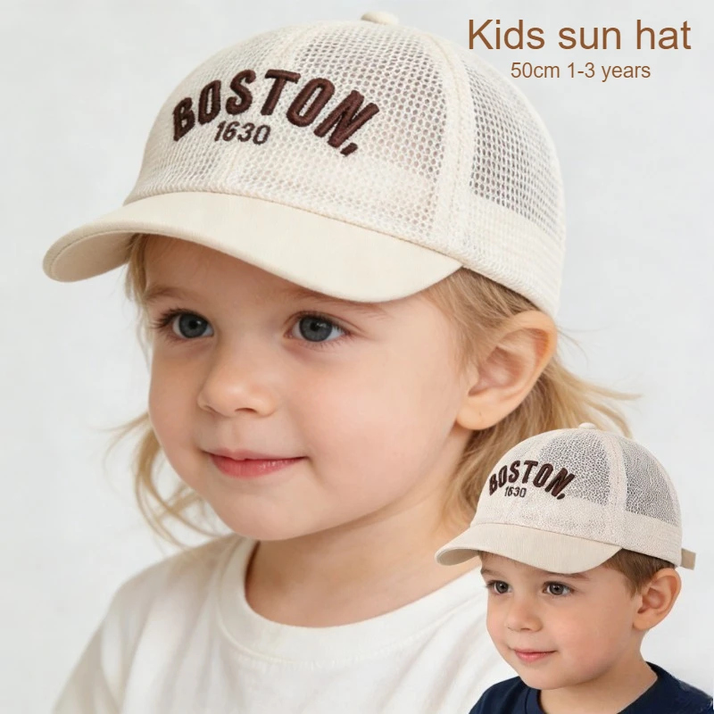 

Детская летняя тонкая бейсболка 50 см для малышей 1-3 лет, сетчатая кепка с козырьком, дышащая, для мальчиков и девочек, от солнца