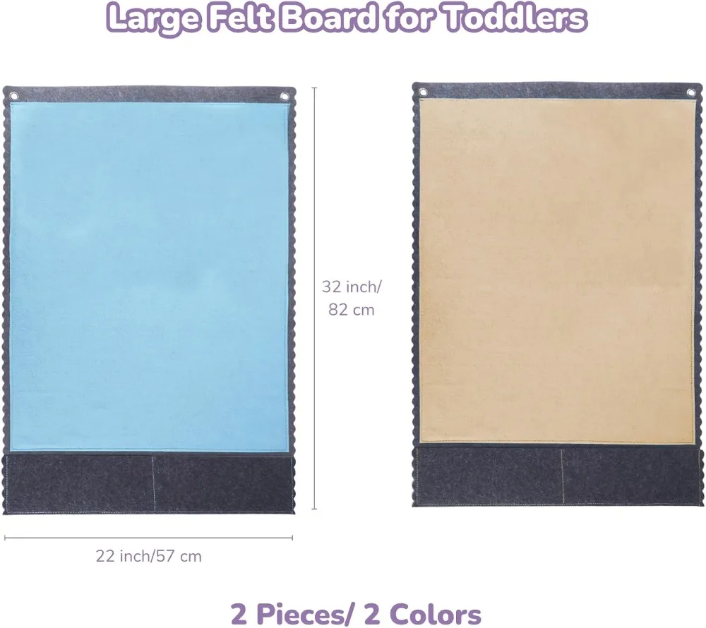 Large Felt Board for Toddlers, 32x22 Inch Flannel Board with 2 Storage Pockets for Classroom and Daycare view 2