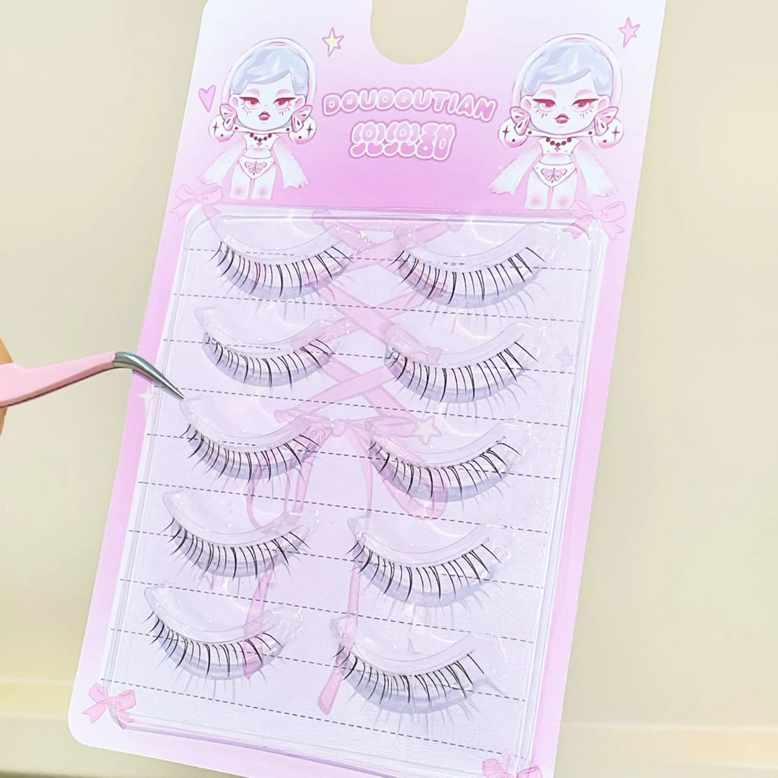 Kpopつけまつげ U字型 7-12mmミックス フルストリップ ブラック Cカール 0.05mmファイバーまつげ ステージ撮影用