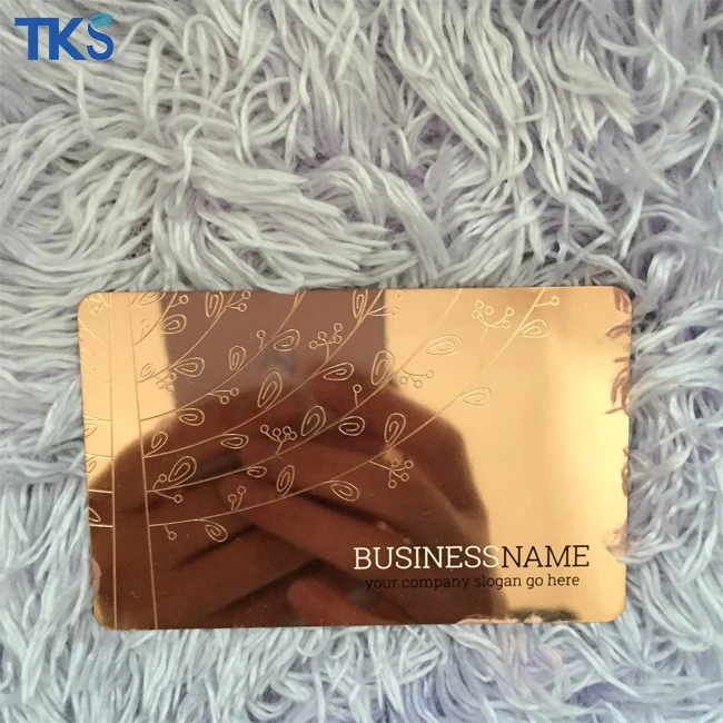 Unique Luxury Mirror Shining  Rose Gold  Metal Business Cards Printing