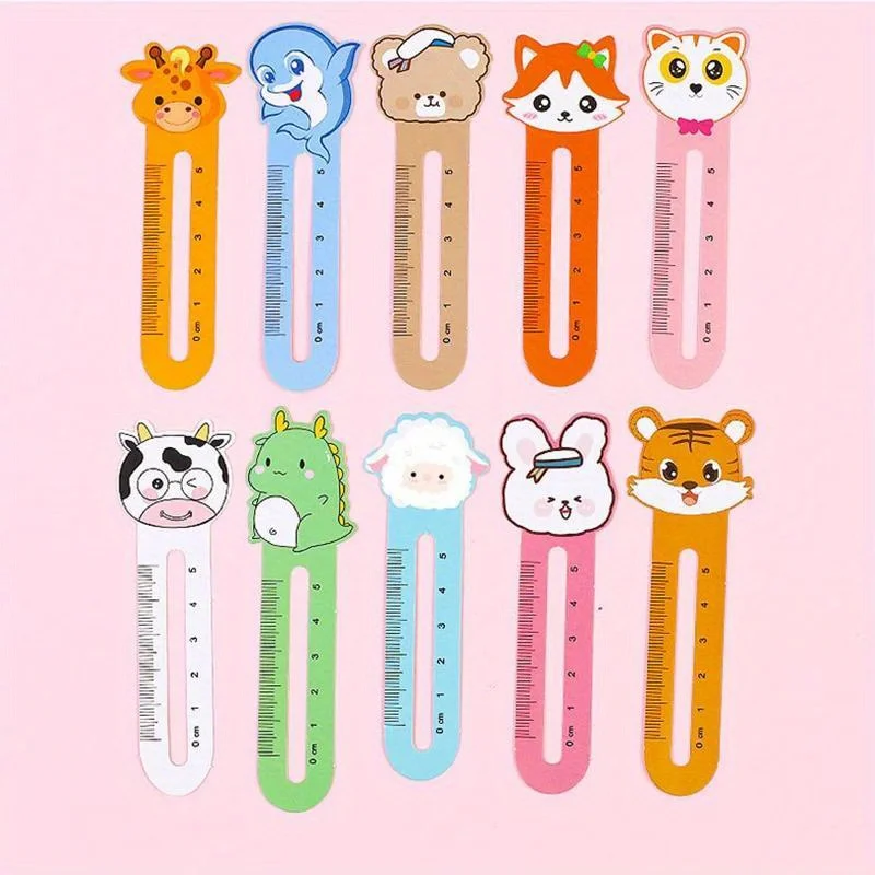 50Pcs/Box Cartoon Animal Bookmark Cute Bear Student Ruler Bookmark Students Supplies