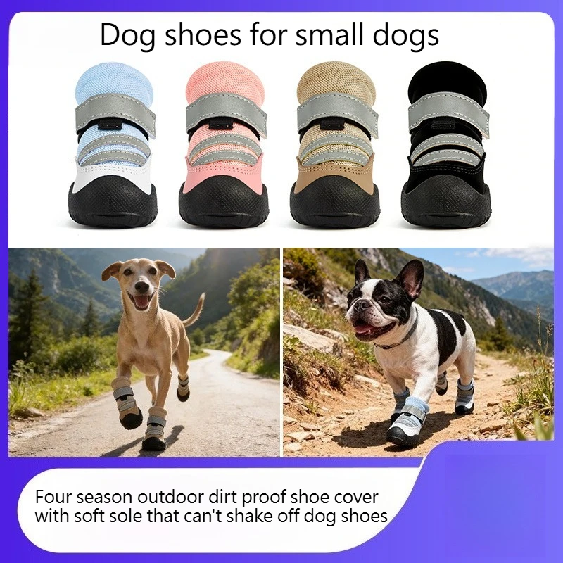 

4pcs Dog Shoes Small Dog 4 Season Style Anti Dirty Shoe Cover Paw Protector Going Out Soft Sole Non-slip Pet Shoes dog supplies