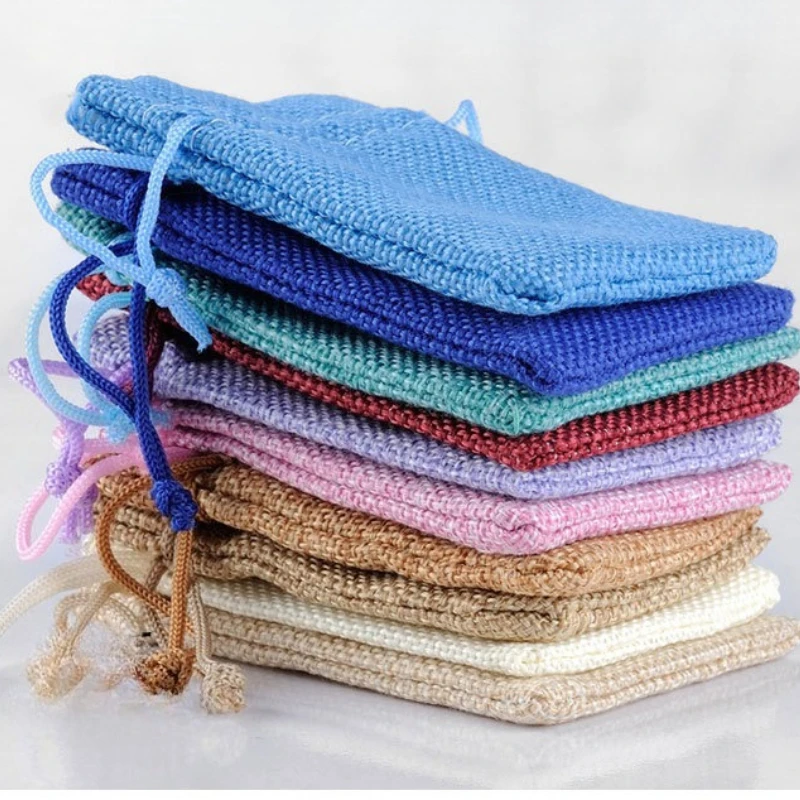 10 Stück/Set Natürliche Hanftasche mit Kordelzug, Hanf-Geschenktasche für Hochzeit, Geburtstag, Valentinstag, Aufbewahrung, Kinder-Süßigkeiten-Geschenktasche