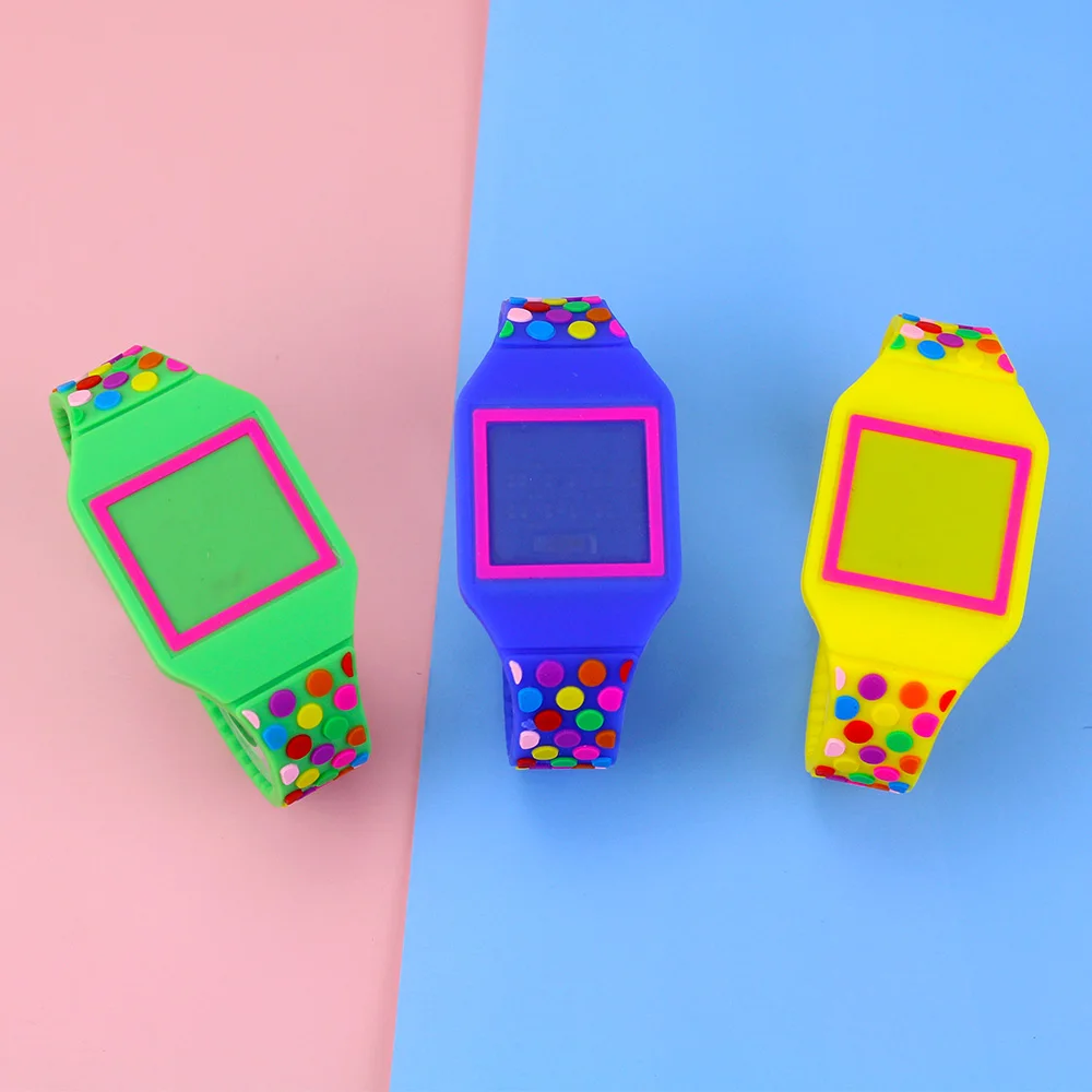 Fashion Colorful Polka Dot LED Kids Watch For Girls Silicone Band Women Wristwatch Children Boys Clock Birthday Gift