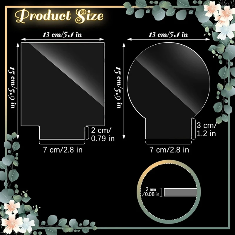 20 Pcs 2 Mm Led Light Base For Light Base Plastic Cast Clear Acrylic Sheet Square And Round Acrylic Panel Sign Blank