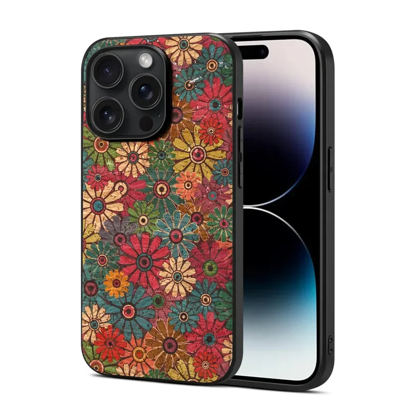 Ultrathin Flower Figure Leather Case For iPhone  16 15 14 13 12 11 Pro Max 15Plus XS Max XR 7 8 SE 2022 Shockproof Back Cover