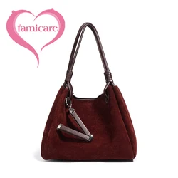 2024 New Suede Handbag Women High-end Frosted Leather Basket Tote Lady Shoulder Bag Female Crossbody Bag Wholesale Messenger