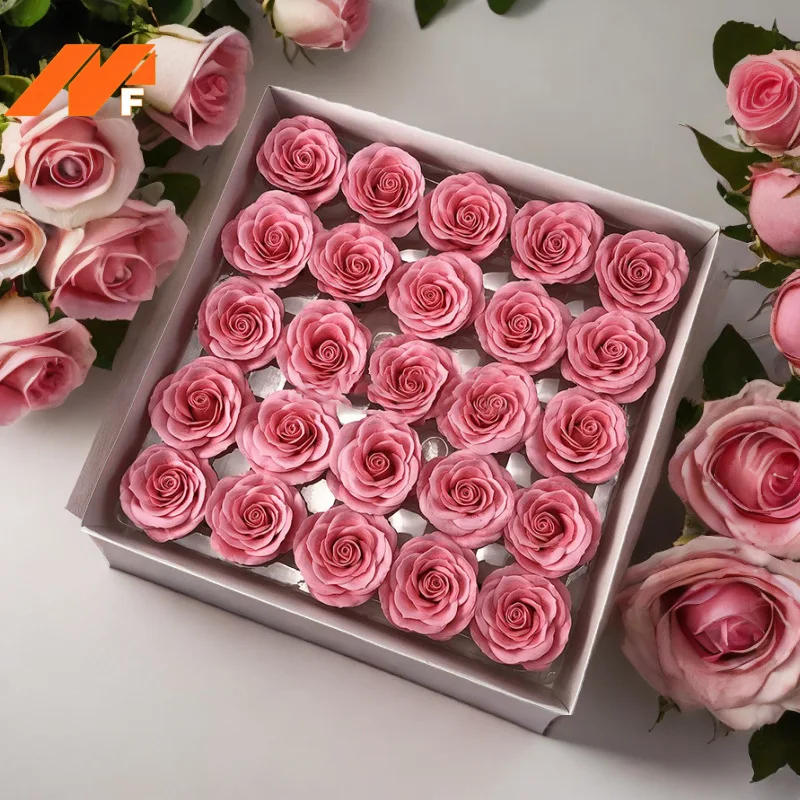 New 25Pcs/Box Soap Rose Flower Head Warm Color New Style DIY Gift for Mother's Day Birthday Valentine Wedding Shower Favor