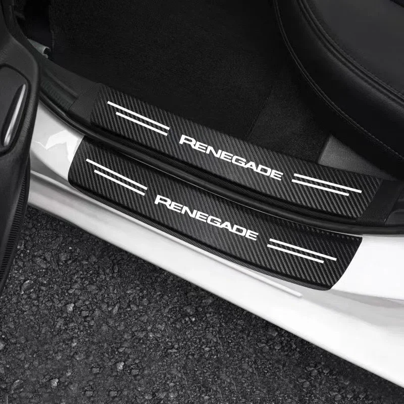 High quality Car Door Sill Carbon Fiber Sticker Threshold Side Anti Scratch Tape Waterproof Decal  For JEEP RENEGADE accessories view 2