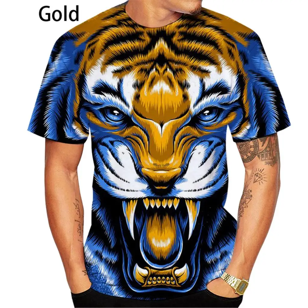 2021 Unisex 3D Tiger Print Short Sleeve T-Shirt Fashion Couple Tops