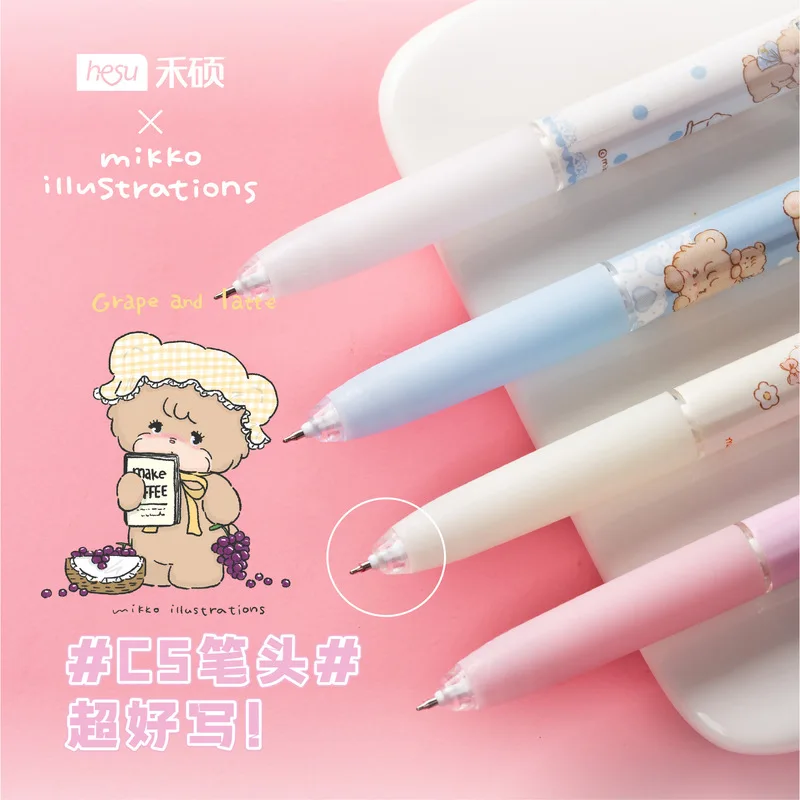 Kawaii Mikko Press Neutral Pen Cartoon Cute Student Stationery Black Neutral Pen Office Stationery Supplies