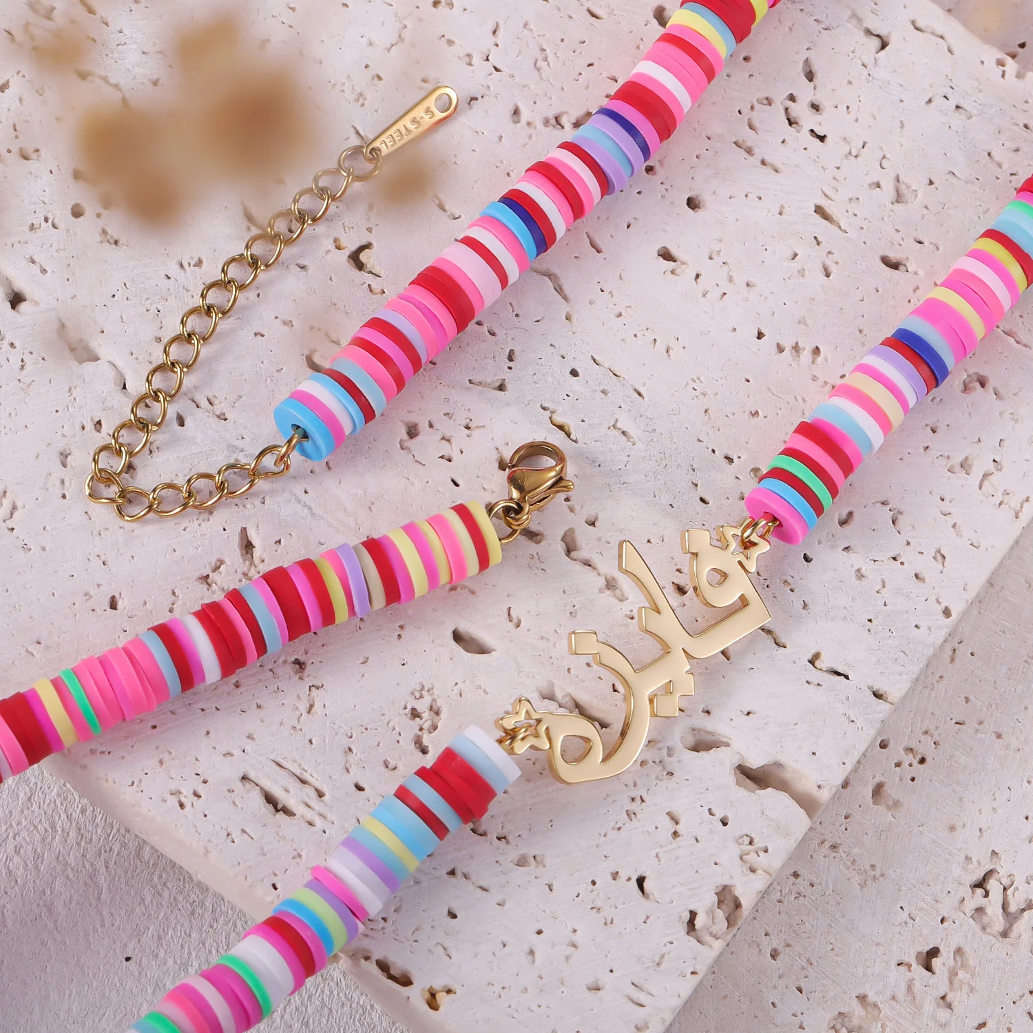 Dascusto  Necklace for Women Girl Personalized Rainbow Soft Necklace Choker Pendant Jewelry Custom Stainless Steel Arabic Name