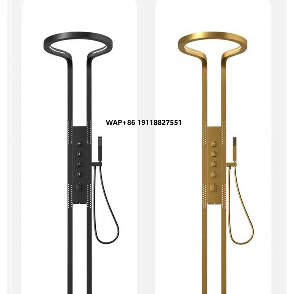 

Fashion New Arrival Bath Shower System Rainfall Bathroom Smart Shower Panel SUS304 Black Shower Set for Bathroom