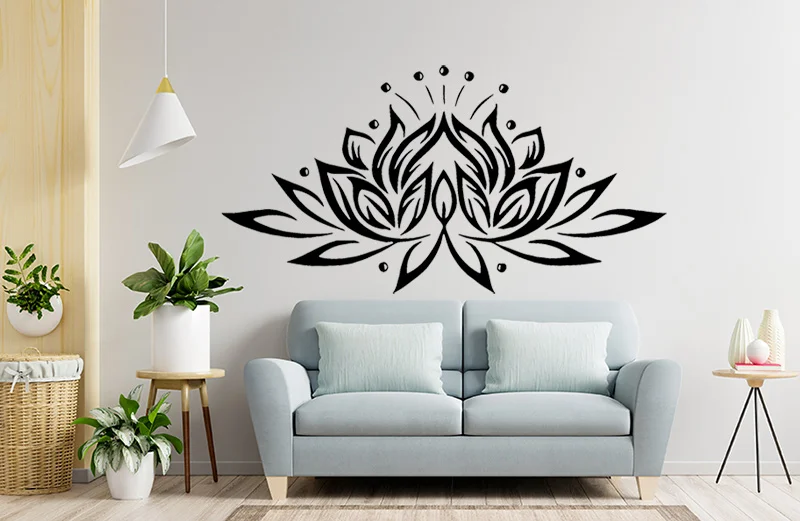 Vinyl Wall Decal Bedroom Sticker Lotus Flower Yoga Studio Bohemian Decor Z205