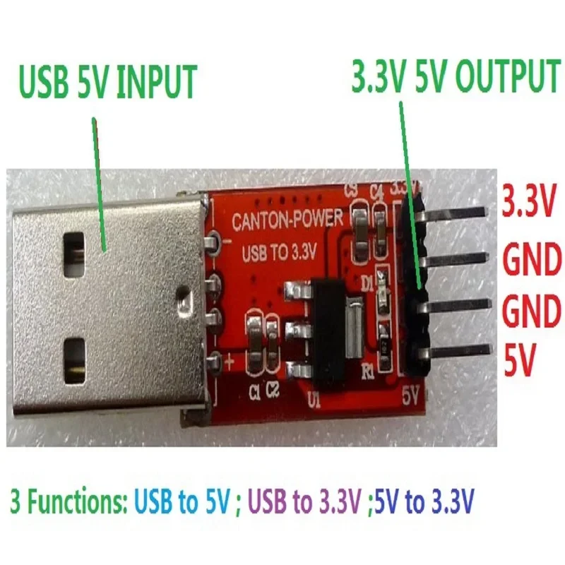 6 Pcs 3 functions USB Power Supply Module 5V to 3.3V DC-DC Step-Down Buck AMS1117 LDO Module