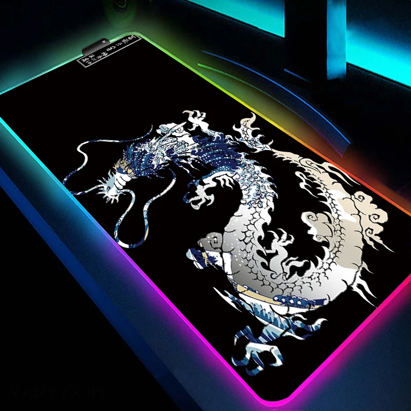 

RGB Gaming Mouse Pad With Backlit Dragon Large Computer Mouse Mat Non-Slip Big LED Gamer Mouse Pad Office Laptop Game Carpet XXL