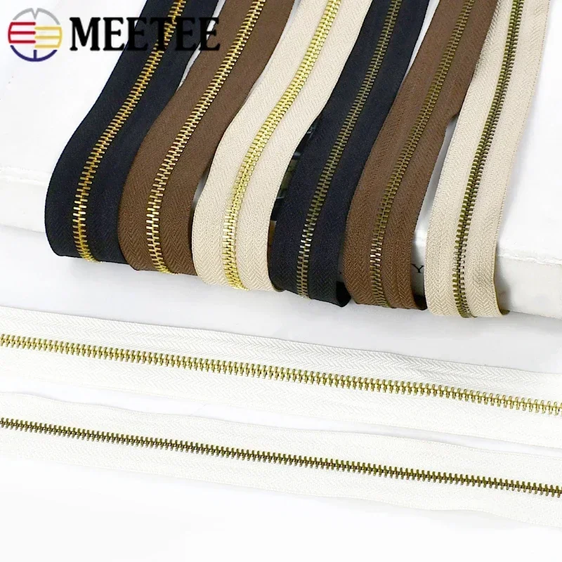 1/2/3/4Meters Meetee 5#  Metal Zipper Without Slider Garment DIY Zippers for Sewing Crafts Clothing Bags Accessories ZA176