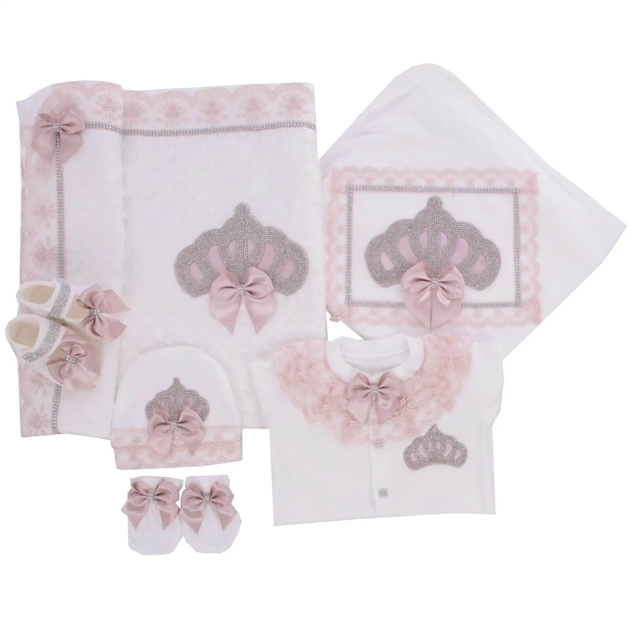 set-di-6-pezzi-per-neonata-con-corona-strass-fiocco-in-raso-pizzo-tutina-con-piedini-e-coperta-regalo-perfetto-per-neonati