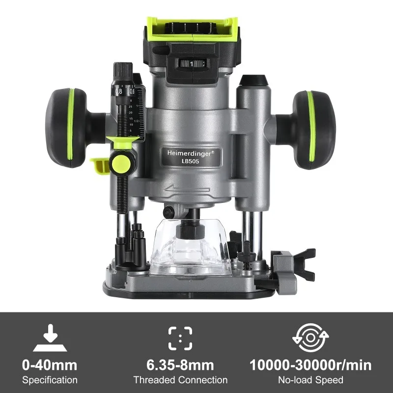 Heimerdinger LB505 40V brushless cordless 6 speed router woodworking Hand Wood Edge Router Trimmer DIY Power Tools, No battery