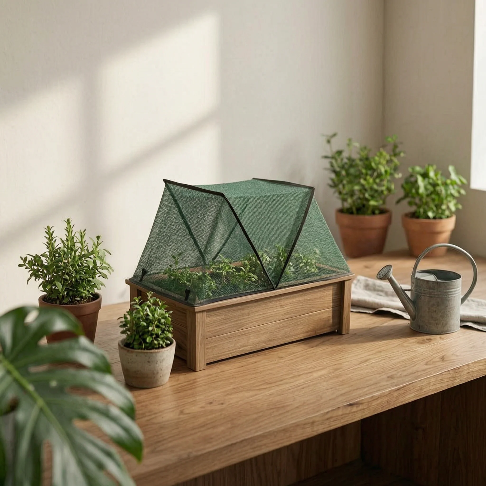 Foldable Plant Cover Sheltering Mesh Shade Cover Garden Netting Tent Black Edged