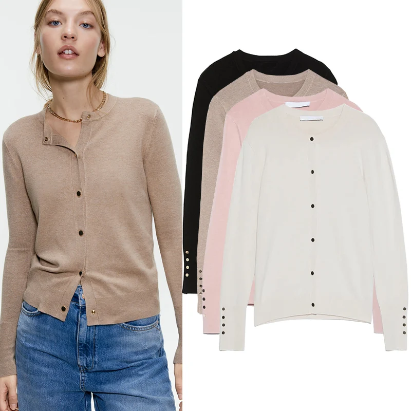 

Новый весенний женский вязаный длинный свек с круглым вырезом на пуговицах, базовый свитер, кардиган, удобный модный свитер для пригородных поездок...