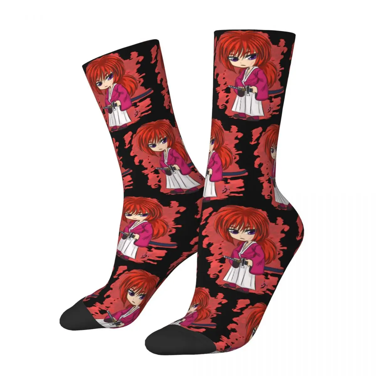 Funny Crazy Sock for Men Adorable Hip Hop Harajuku Rurouni Kenshin Happy Quality Pattern Printed Boys Crew compression Sock