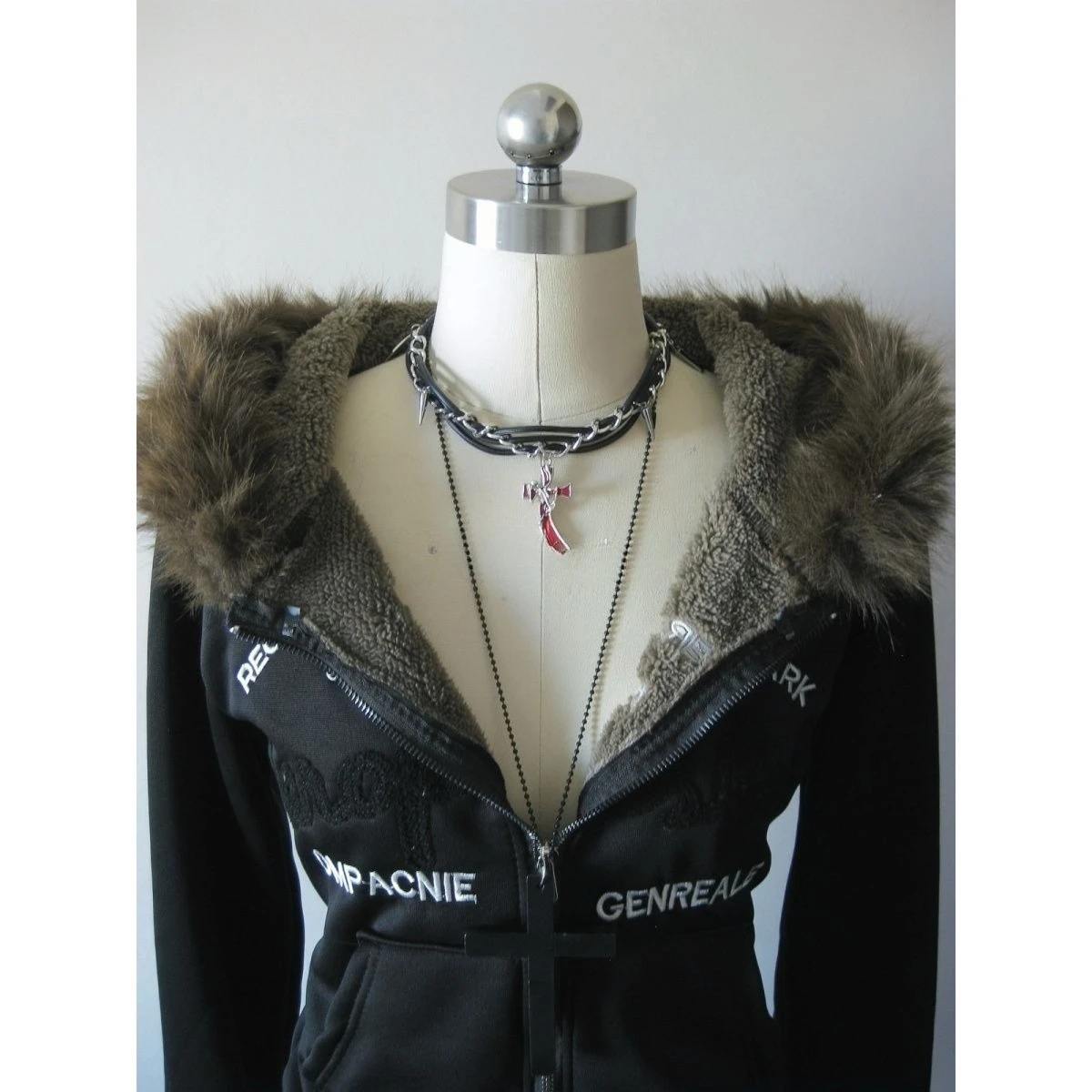 Y2K Vintage Zip Up Hoodie Women Faux Fur Collar Trim Fleece Lined Letter Graphic Embroidery Loose Fit Casual Streetwear Outfit