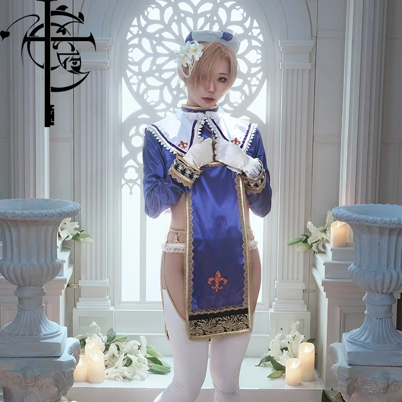 Anime Cosplay Fate Joan of Arc Costumes Jeanne D'Arc CosplayHalloween Costumes Nun Costume with Hat Teenage Cosplay