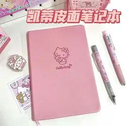 Kawaii sanrio Hello Kitty Fitted Flat Notebook、高い外観、厚みのある学生日記ブック、シンプルなかわいい漫画の子供向けギフト