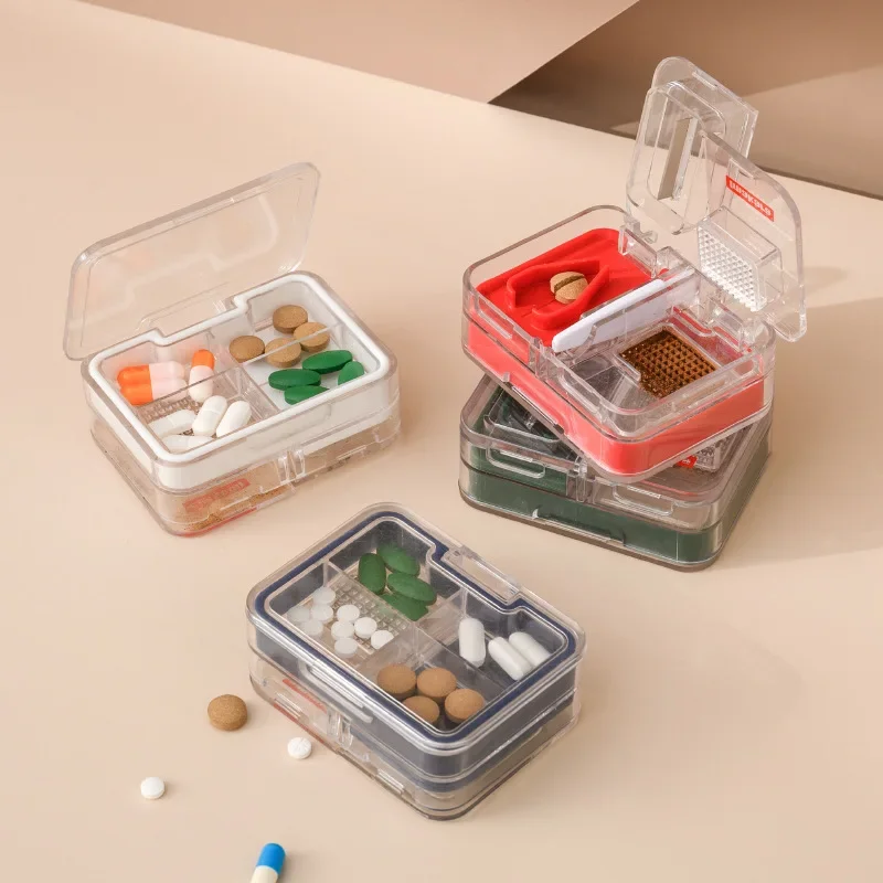 Pill Cutter Dispenser Medicine Organizer tablets travel pill Case with Seal Division Medicine Grinding Splitter Medicine Cutter