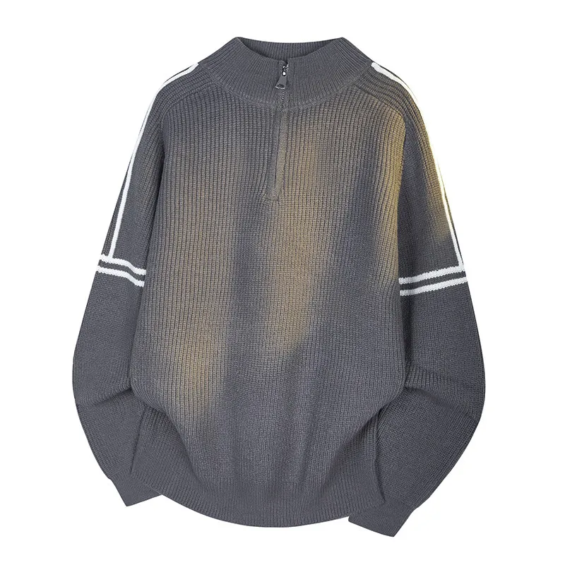 

American Sle Casual Knitted Sweater Men's Loose Fit Overhead f High Collar Autumn Winter Faionable Polyester Fiber