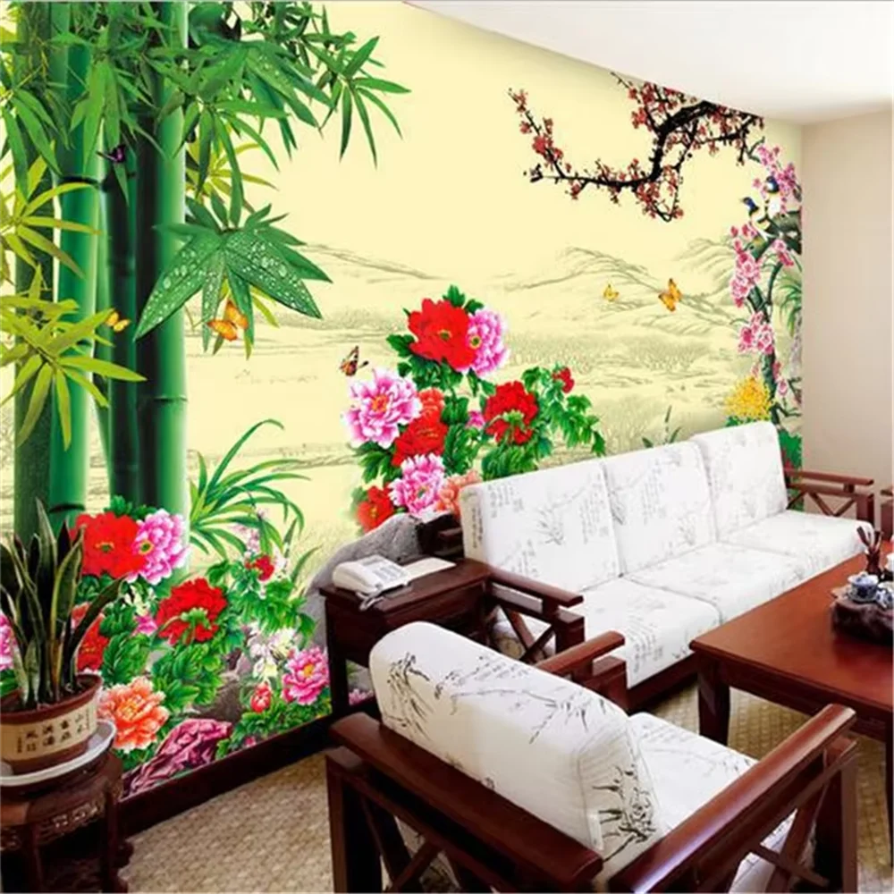

beibehang big fashion custom personalized TV peony wallpaper mural wall mural painted background wallpaper PAPEL de parede