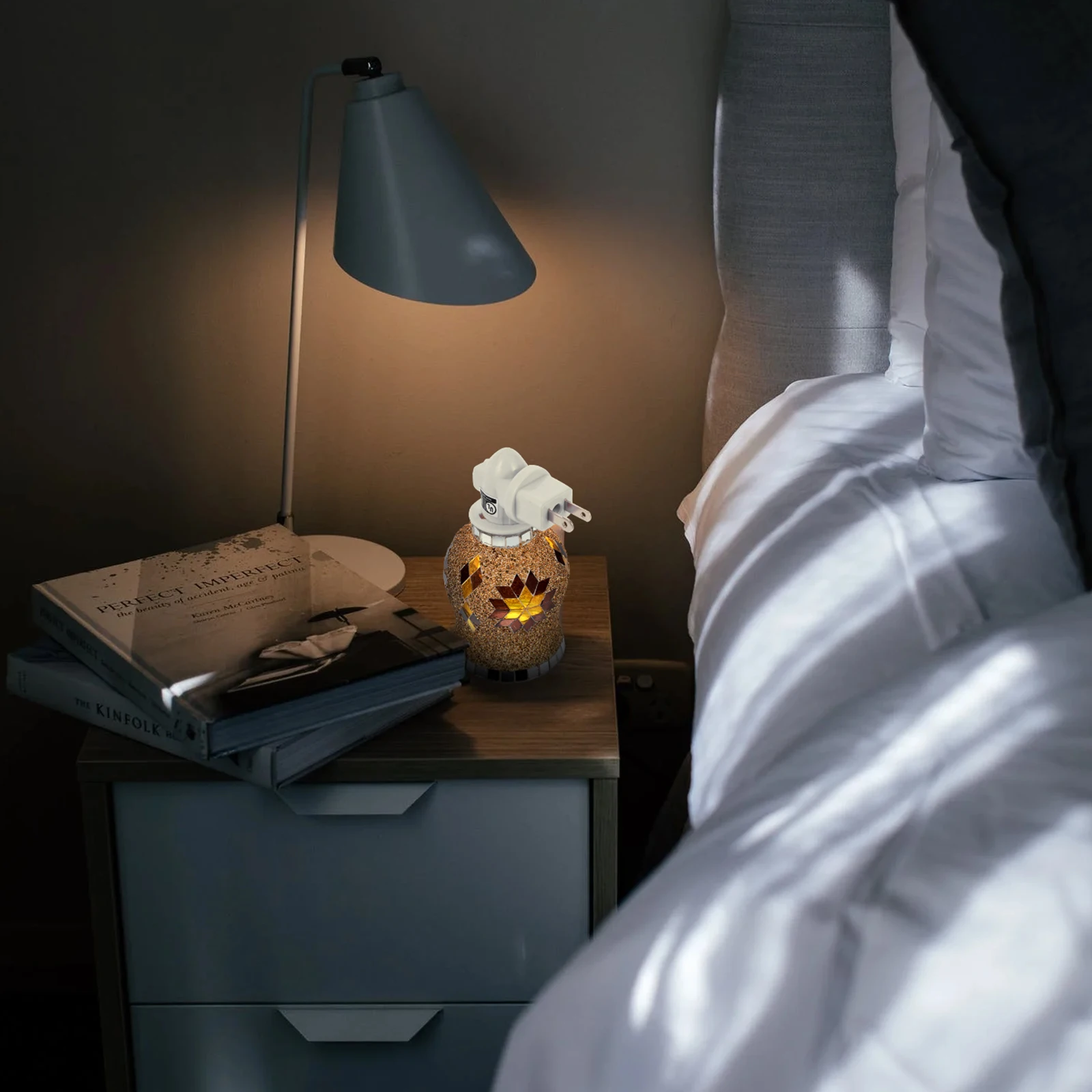 المنزل الشمع مصباح العطر ضوء الروائح الموقد لا النار سهلة الاستخدام المحمولة السرير ليلة مصباح عيد ميلاد هدية الكريسماس #4