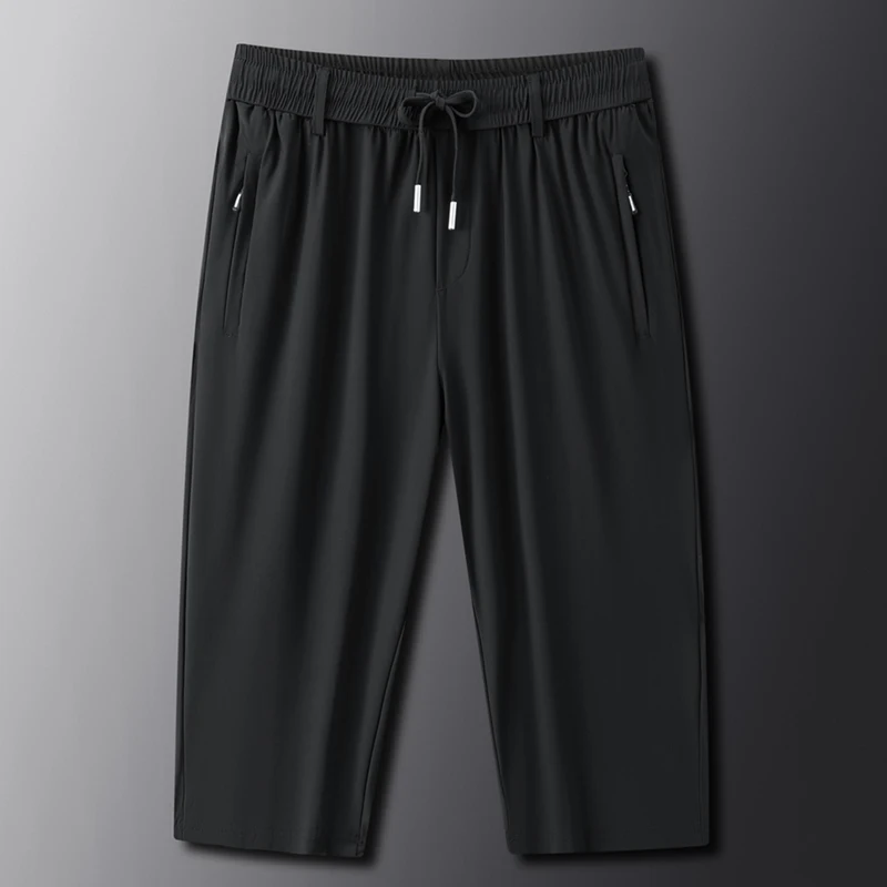 Mode lose elastische Taille gespleißt Reiß verschluss taschen All-Match Capri hose Männer 2024 Sommer neue übergroße einfarbige Freizeit hose