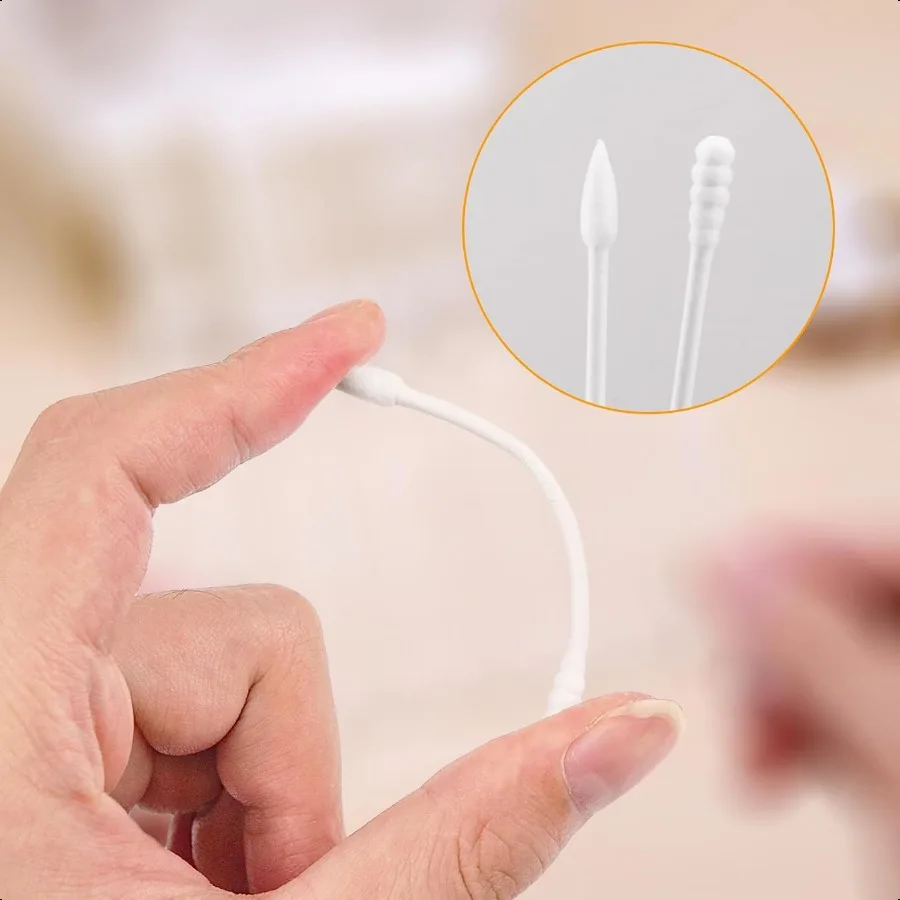مسحات القطن ملفوفة بشكل فردي براعم القطن السائبة أطراف القطن قضيب السائبة ماكياج السفر Qtips مناسبة للعناية بجمال الأذن