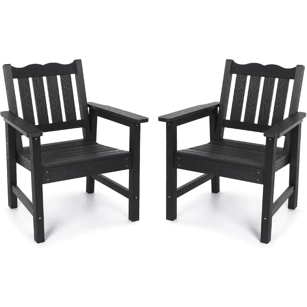 

Durable 2-Piece Patio Dining Set, Curved Back Outdoor Chairs, Supports Up to 400 lbs, Black Garden Furniture