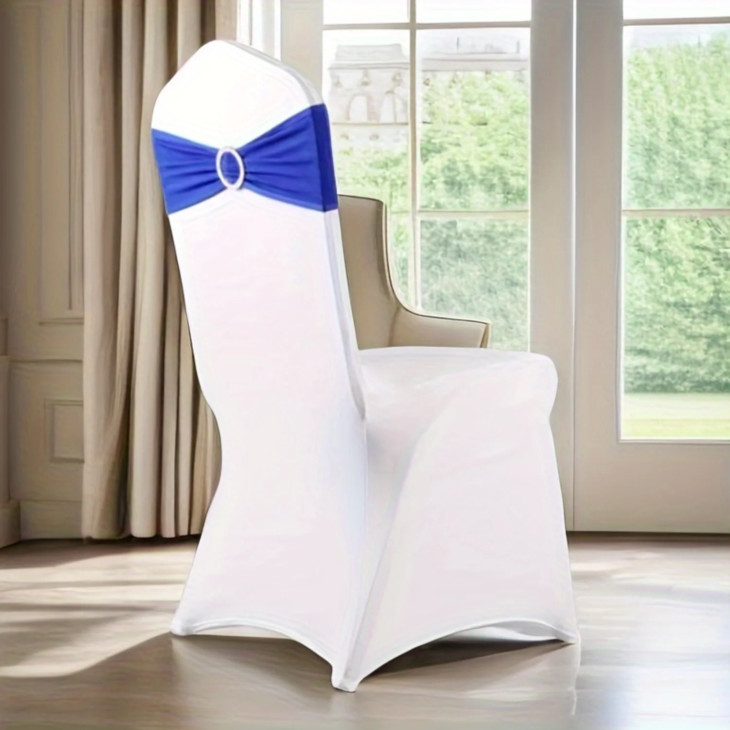 10pcs Elegant Bowknot Stretch Chair Covers - Elastic Slipcovers for Wedding Reception, Stylish Dining Room Accents, Versatile D