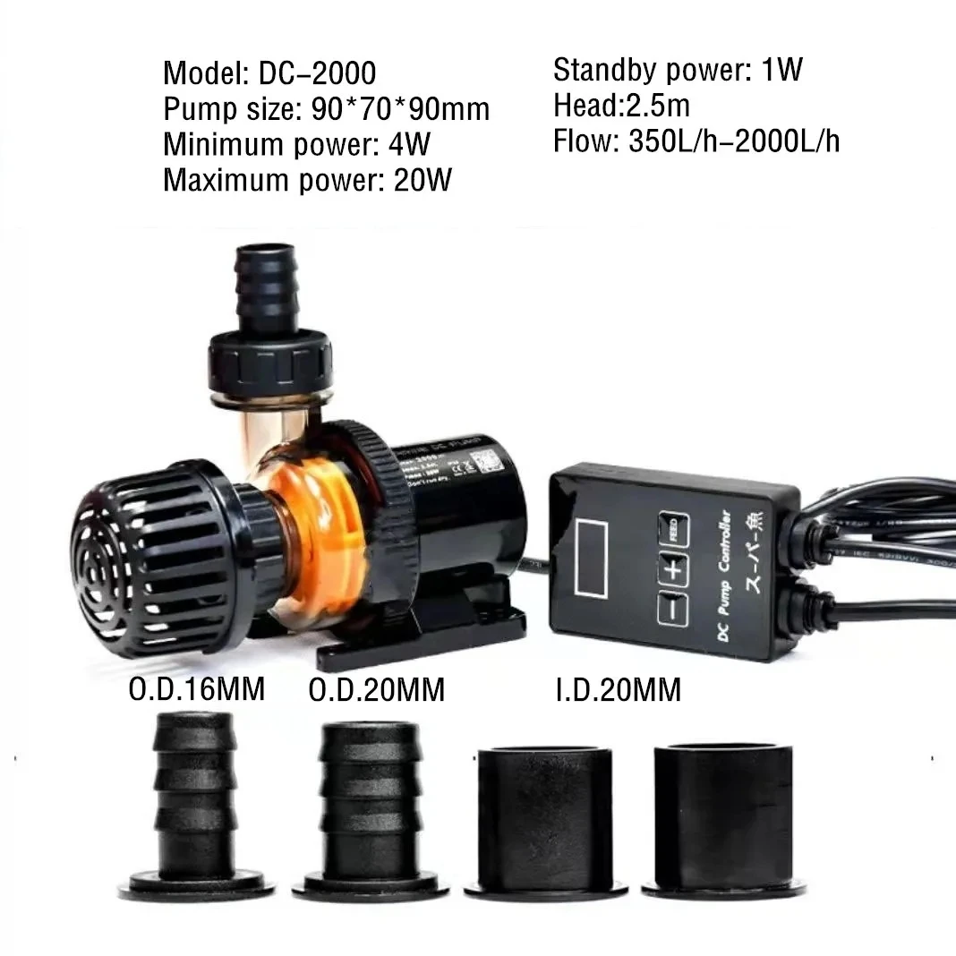 

Ultra-Quiet Aquarium Submersible Pump Water Fountain Pump with Controller Powerful Return Pump Fish Tank Filter Pump 워터펌프